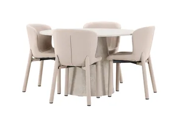 Rund spisegruppe Venture Home Lanzo, Astoria Beige Beige 4 stk. - Møbler - Bord - Spisegruppe