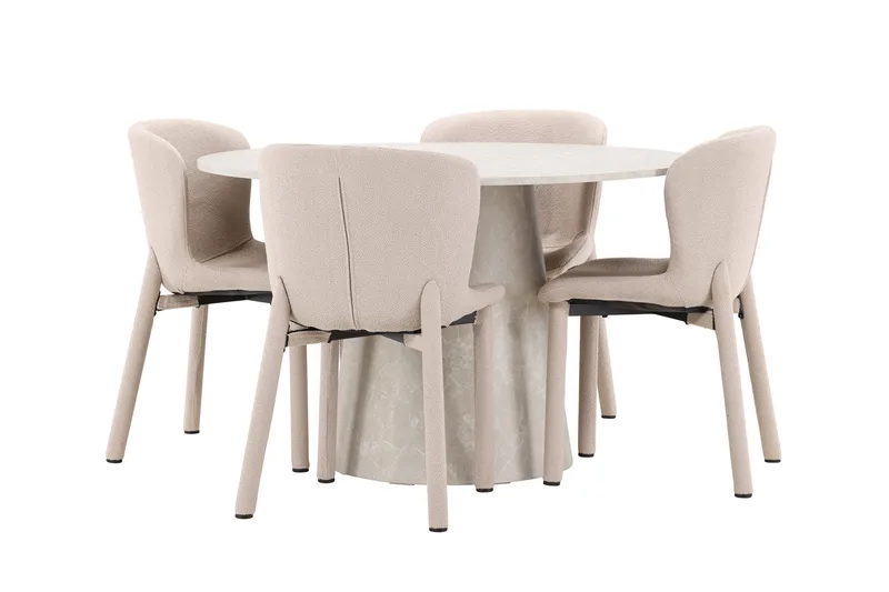 Rund spisegruppe Venture Home Lanzo, Astoria Beige Beige 4 stk. - Møbler - Bord - Spisegruppe