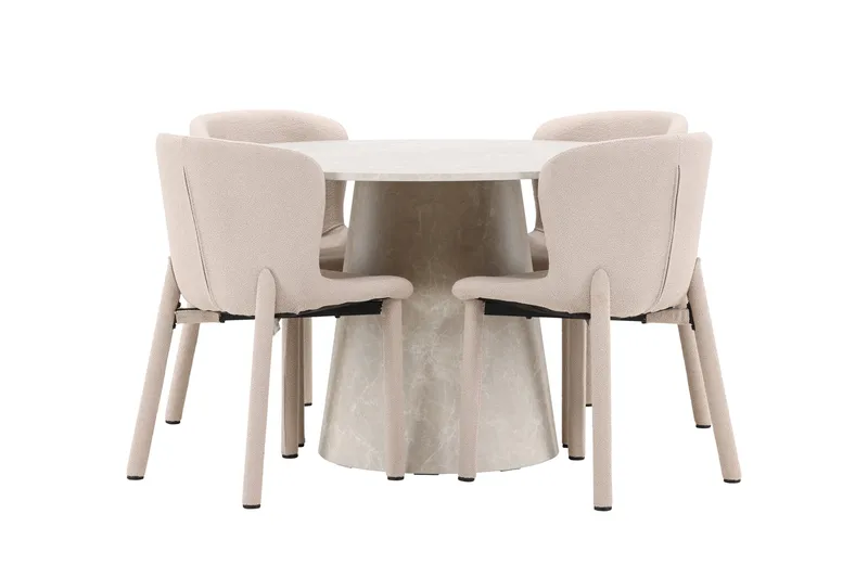 Rund spisegruppe Venture Home Lanzo, Astoria Beige Beige 4 stk. - Møbler - Bord - Spisegruppe