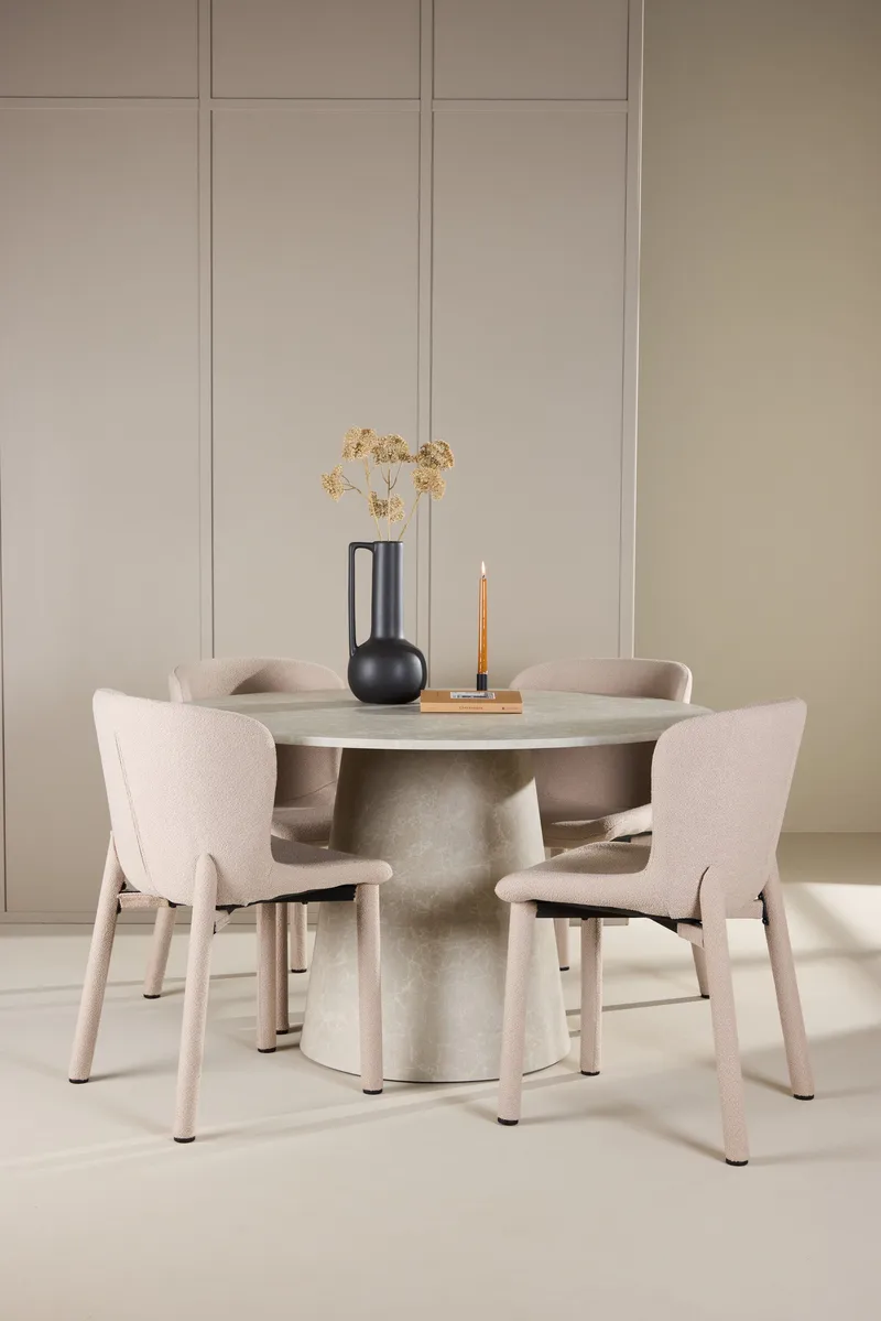Rund spisegruppe Venture Home Lanzo, Astoria Beige Beige 4 stk. - Møbler - Bord - Spisegruppe