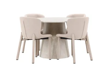 Rund spisegruppe Venture Home Lanzo, Astoria Beige Beige 4 stk. - Møbler - Bord - Spisegruppe