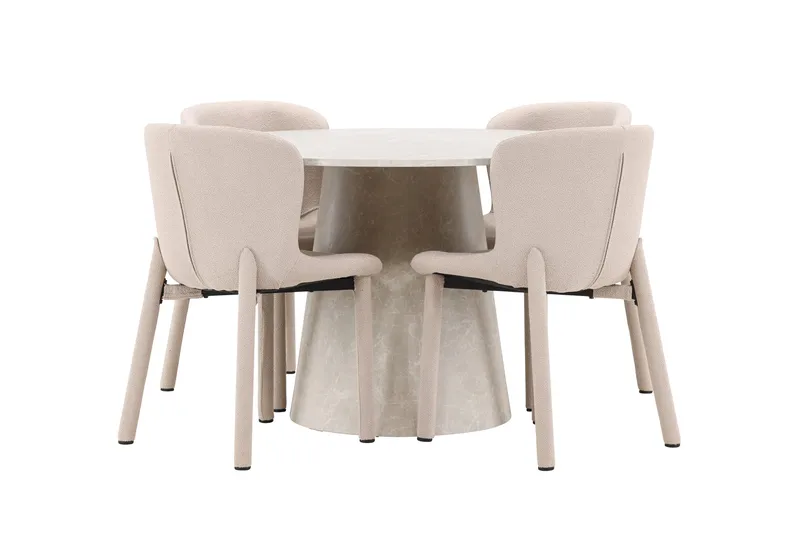 Rund spisegruppe Venture Home Lanzo, Astoria Beige Beige 4 stk.