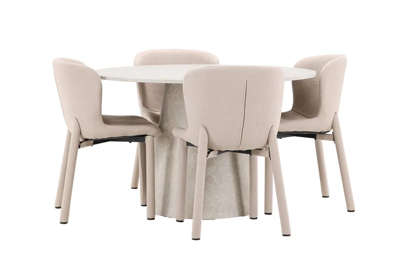 Rund spisegruppe Venture Home Lanzo, Astoria Beige Beige 4 stk. - Møbler - Bord - Spisegruppe