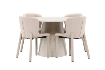 Rund spisegruppe Venture Home Lanzo, Astoria Beige Beige 4 stk. - Møbler - Bord - Spisegruppe