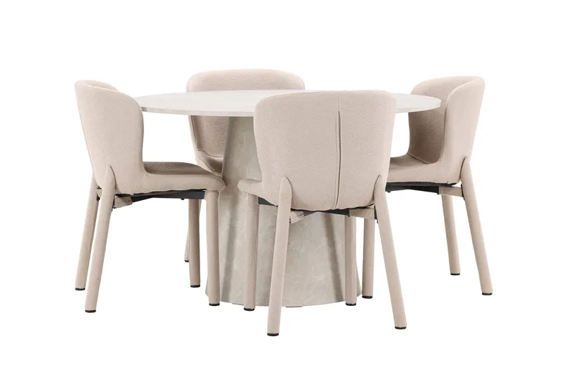 Rund spisegruppe Venture Home Lanzo, Astoria Beige Beige 4 stk. - Møbler - Bord - Spisegruppe