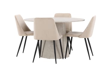 Rund spisegruppe Venture Home Lanzo, Night Beige Beige 4 stk. - Møbler - Bord - Spisegruppe