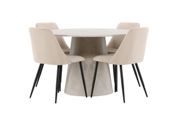 Rund spisegruppe Venture Home Lanzo, Night Beige Beige 4 stk. - Møbler - Bord - Spisegruppe