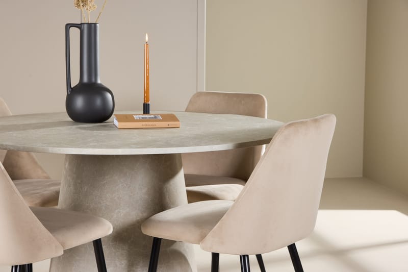 Rund spisegruppe Venture Home Lanzo, Night Beige Beige 4 stk. - Møbler - Bord - Spisegruppe