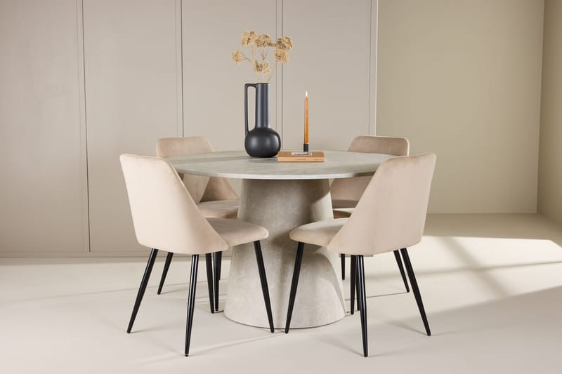 Rund spisegruppe Venture Home Lanzo, Night Beige Beige 4 stk. - Møbler - Bord - Spisegruppe