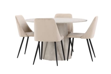 Rund spisegruppe Venture Home Lanzo, Night Beige Beige 4 stk. - Møbler - Bord - Spisegruppe