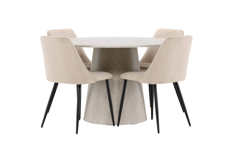Rund spisegruppe Venture Home Lanzo, Night Beige Beige 4 stk. - Møbler - Bord - Spisegruppe