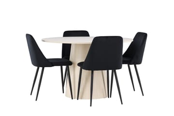 Rund spisegruppe Venture Home Lanzo, Night Svart Lyst tre 4 stk. - Møbler - Bord - Spisegruppe