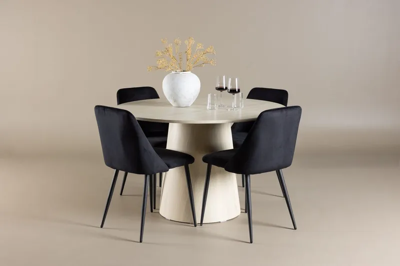Rund spisegruppe Venture Home Lanzo, Night Svart Lyst tre 4 stk.