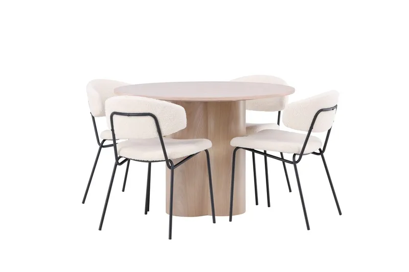 Rund spisegruppe Venture Home Olivia, Chico Hvit Lyst tre 4 stk. - Møbler - Bord - Spisegruppe