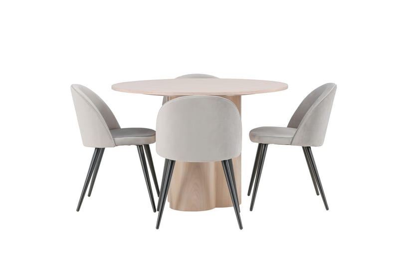 Rund spisegruppe Venture Home Olivia, Velvet Grå Lyst tre 4 stk. - Møbler - Bord - Spisegruppe