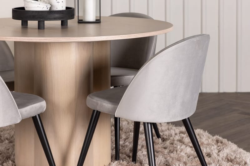 Rund spisegruppe Venture Home Olivia, Velvet Grå Lyst tre 4 stk. - Møbler - Bord - Spisegruppe