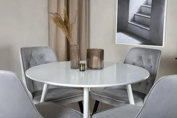 Rund spisegruppe Venture Home Plaza, Velvet Deluxe - lys grå - Møbler - Bord - Spisegruppe
