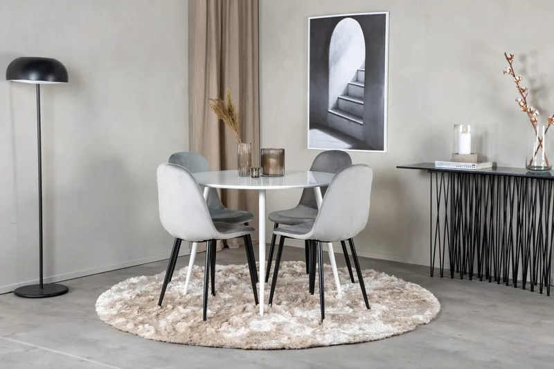 Rund spisegruppe Venture Home Plaza, Polar Grå Hvit 4 stk.