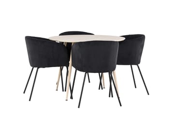 Rund spisegruppe Venture Home Plaza, Berit Svart Natur 4 stk. - Møbler - Bord - Spisegruppe