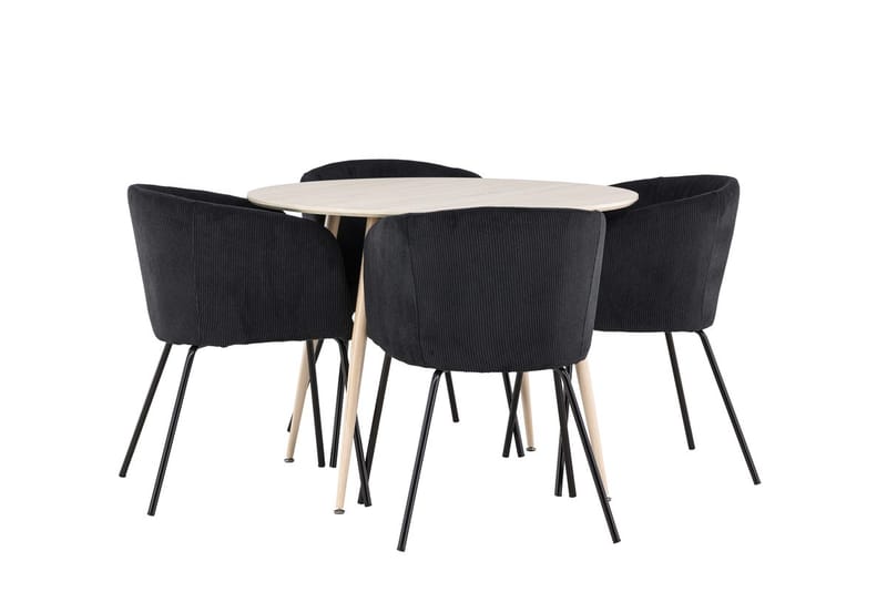 Rund spisegruppe Venture Home Plaza, Berit Svart Natur 4 stk. - Møbler - Bord - Spisegruppe