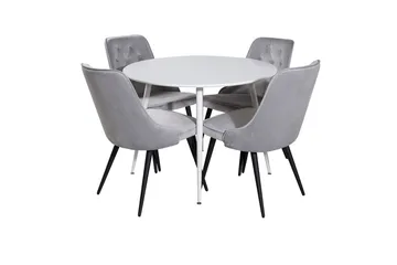 Rund spisegruppe Venture Home Plaza, Velvet Deluxe - lys grå - Møbler - Bord - Spisegruppe