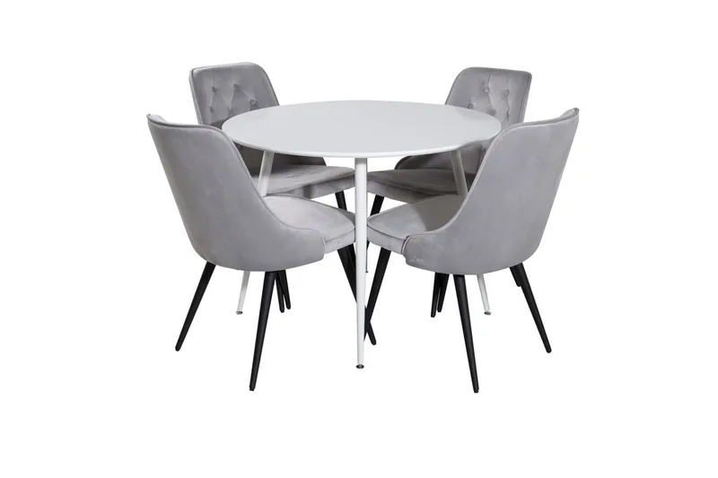 Rund spisegruppe Venture Home Plaza, Velvet Deluxe - lys grå - Møbler - Bord - Spisegruppe