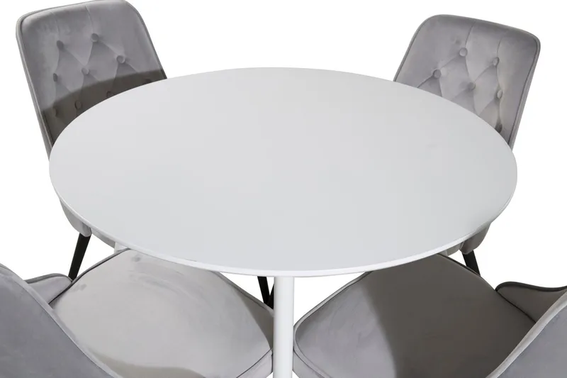 Rund spisegruppe Venture Home Plaza, Velvet Deluxe - lys grå - Møbler - Bord - Spisegruppe