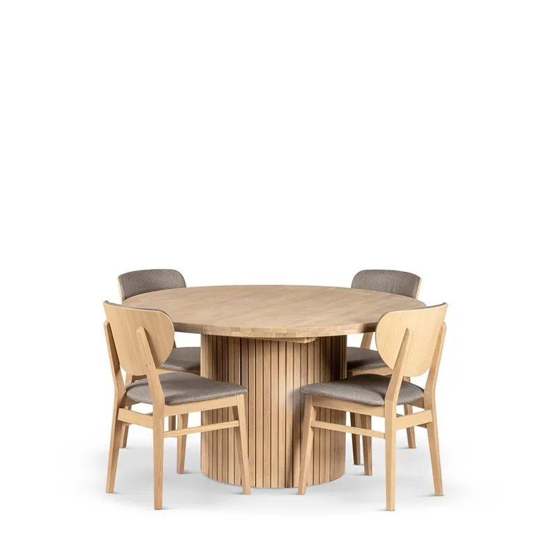 Rundt spisebord Dresden 135 cm med stoler, Bord og 4 stk Fårö-stoler