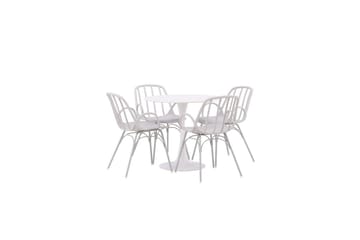 Rundt spisesett Hamden, Dyrön - Hvit - Møbler - Bord - Spisegruppe