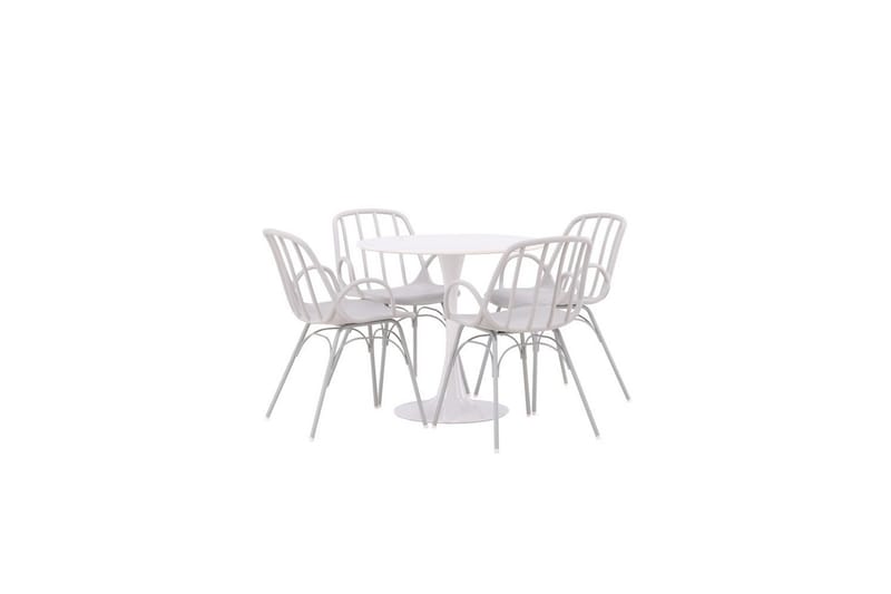 Rundt spisesett Hamden, Dyrön - Hvit - Møbler - Bord - Spisegruppe