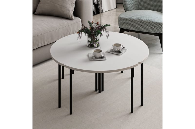 Rusele Sofabord 90 cm - Hvit - Møbler - Bord - Sofabord & salongbord