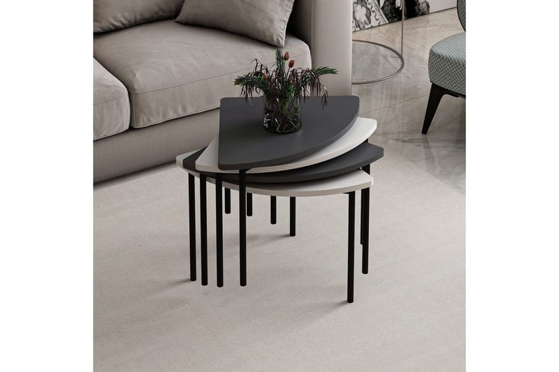 Rusele Sofabord 90 cm - Hvit/Antrasitt - Møbler - Bord - Sofabord & salongbord