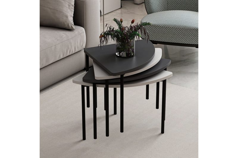 Rusele Sofabord 90 cm - Hvit/Antrasitt - Møbler - Bord - Sofabord & salongbord