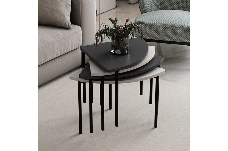 Rusele Sofabord 90 cm - Hvit/Antrasitt - Møbler - Bord - Sofabord & salongbord