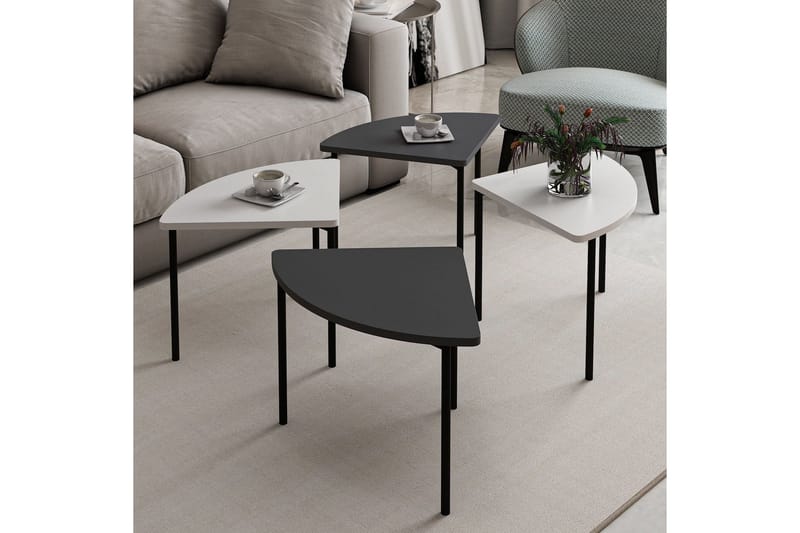 Rusele Sofabord 90 cm - Hvit/Antrasitt - Møbler - Bord - Sofabord & salongbord