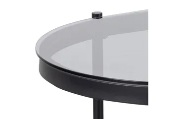 Rutkin 95 cm Ovalt Sofabord med Hylle i Glass - Grå - Møbler - Bord - Sofabord & salongbord