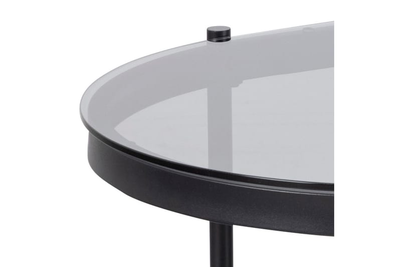 Rutkin 95 cm Ovalt Sofabord med Hylle i Glass - Grå - Møbler - Bord - Sofabord & salongbord