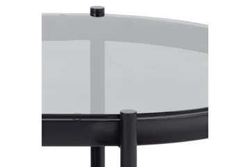 Rutkin 95 cm Ovalt Sofabord med Hylle i Glass - Grå - Møbler - Bord - Sofabord & salongbord