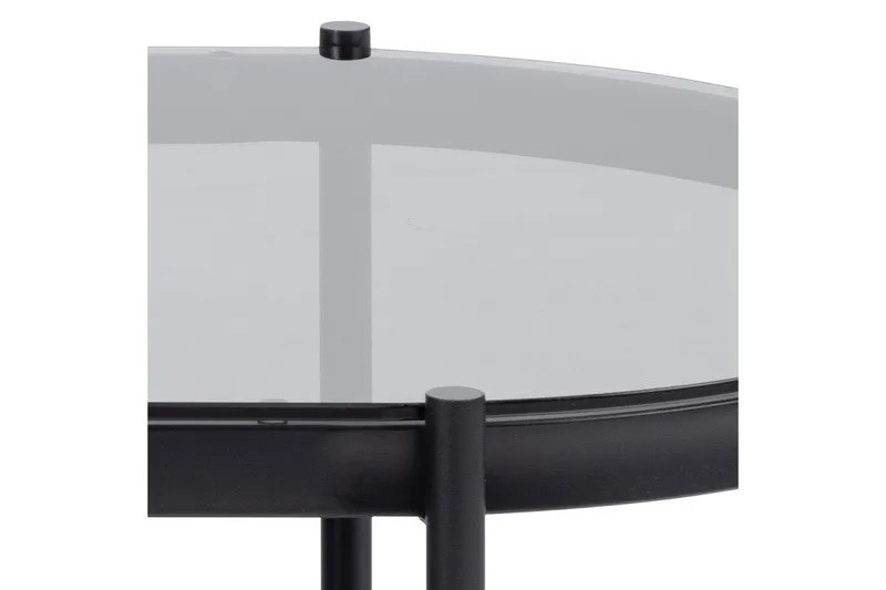 Rutkin 95 cm Ovalt Sofabord med Hylle i Glass - Grå - Møbler - Bord - Sofabord & salongbord