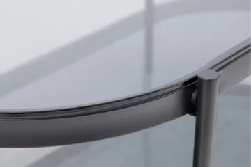 Rutkin 95 cm Ovalt Sofabord med Hylle i Glass - Grå - Møbler - Bord - Sofabord & salongbord