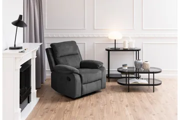 Rutkin 95 cm Ovalt Sofabord med Hylle i Glass - Grå - Møbler - Bord - Sofabord & salongbord