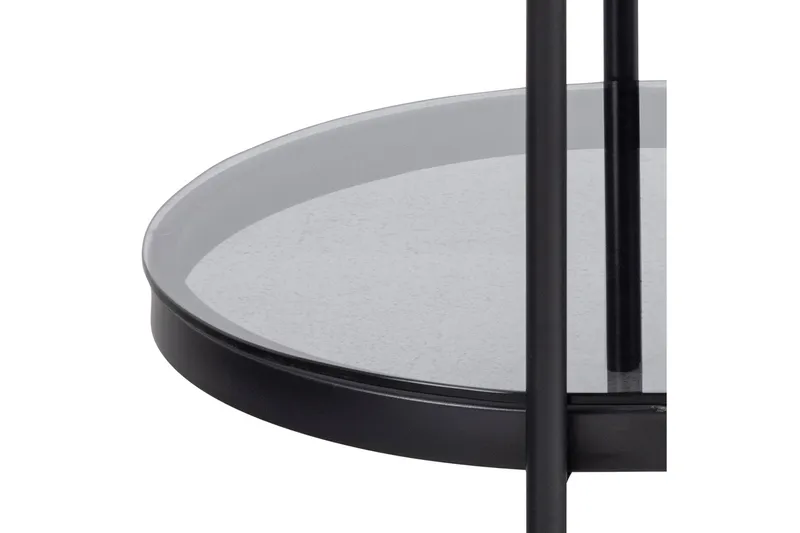 Rutkin 95 cm Ovalt Sofabord med Hylle i Glass - Grå - Møbler - Bord - Sofabord & salongbord