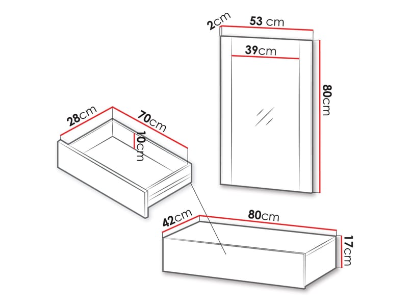 Rynlin Sminkebord med Speil - Møbler - Bord - Sminkebord & toalettbord