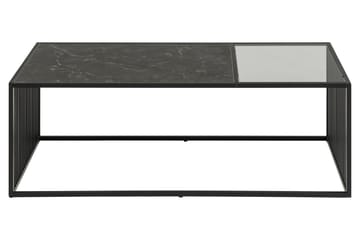 Saklani 120x60 cm Rektangulært Sofabord i Metall med Glassplate - Svart - Møbler - Bord - Marmorbord