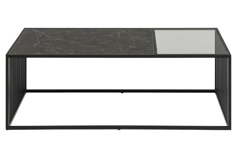 Saklani 120x60 cm Rektangulært Sofabord i Metall med Glassplate - Svart - Møbler - Bord - Marmorbord