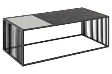 Saklani 120x60 cm Rektangulært Sofabord i Metall med Glassplate - Svart - Møbler - Bord - Marmorbord