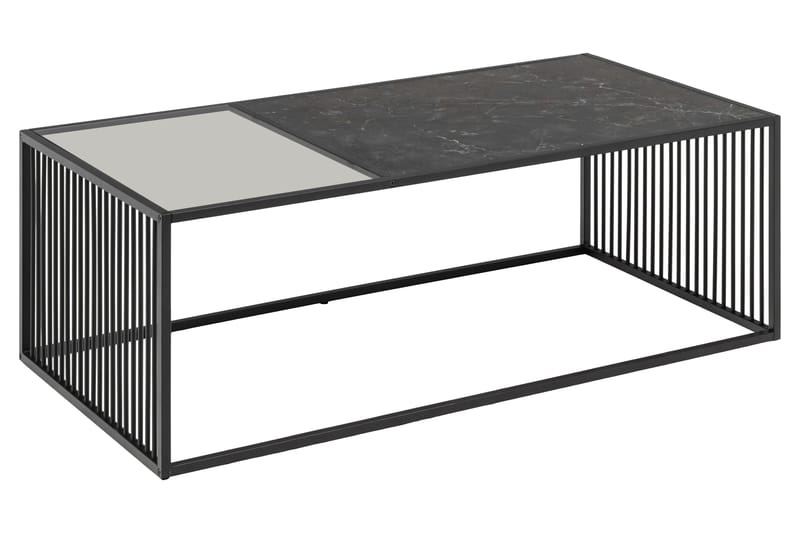Saklani 120x60 cm Rektangulært Sofabord i Metall med Glassplate - Svart - Møbler - Bord - Marmorbord