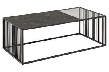 Saklani 120x60 cm Rektangulært Sofabord i Metall med Glassplate - Svart - Møbler - Bord - Marmorbord