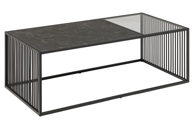 Saklani 120x60 cm Rektangulært Sofabord i Metall med Glassplate, Svart