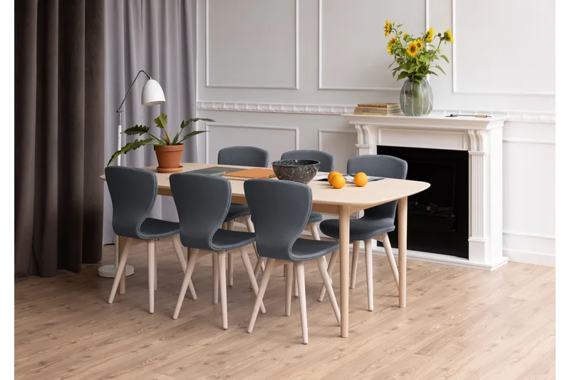 Salama Stort Rektangulært Spisebord 210 cm med Tre- og Eikeutseende - Hvit - Møbler - Bord - Spisebord & kjøkkenbord